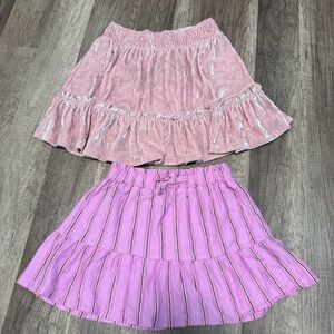 Carter's Pink Velvet and Striped Skirt Duo, Size 6/6X